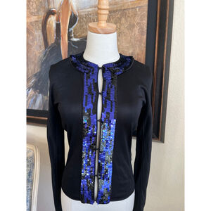 NWOT Giorgio Armani Black & Blue Sequin Cardigan Size /40